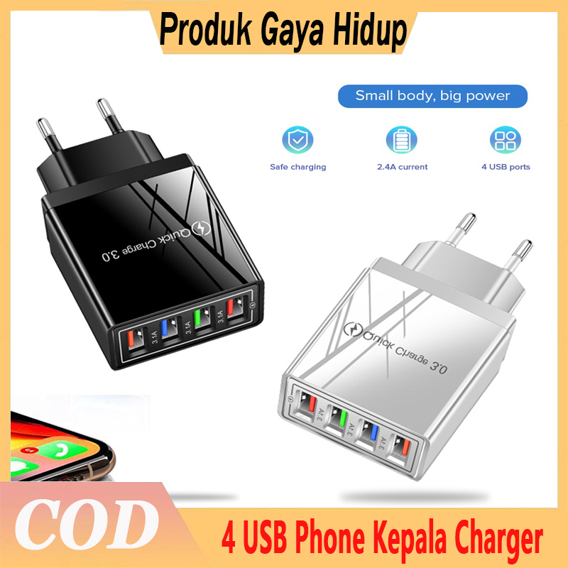 Jual Adaptor Charger 3A 4 USB Antarmuka Pengisian Cepat Pengisian Cepat