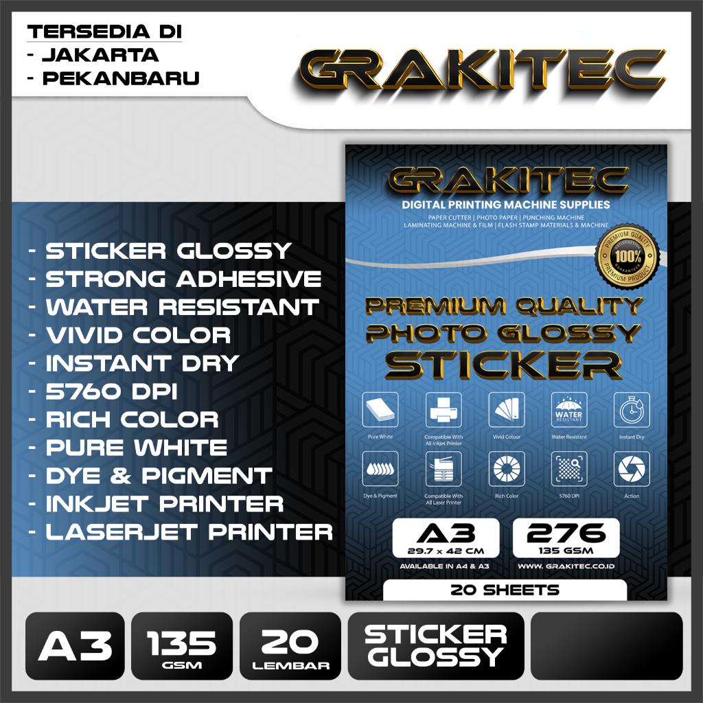 Jual Kertas Sticker A3 - Glossy Photo Sticker 135 Gsm Foto Glossy ...