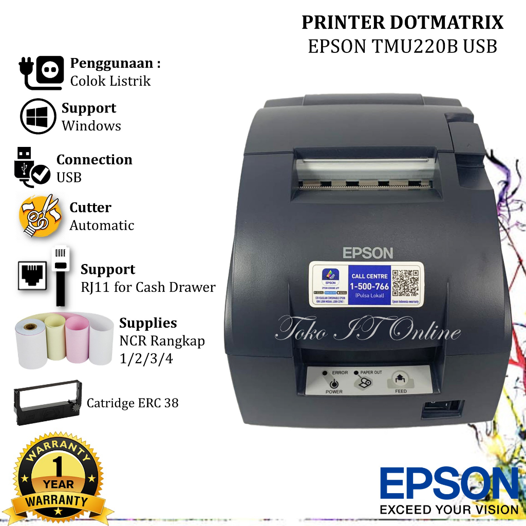 Jual Printer Dot Matrix Epson Tmu220 B Tm 220 B Tm U220b Usb Lan