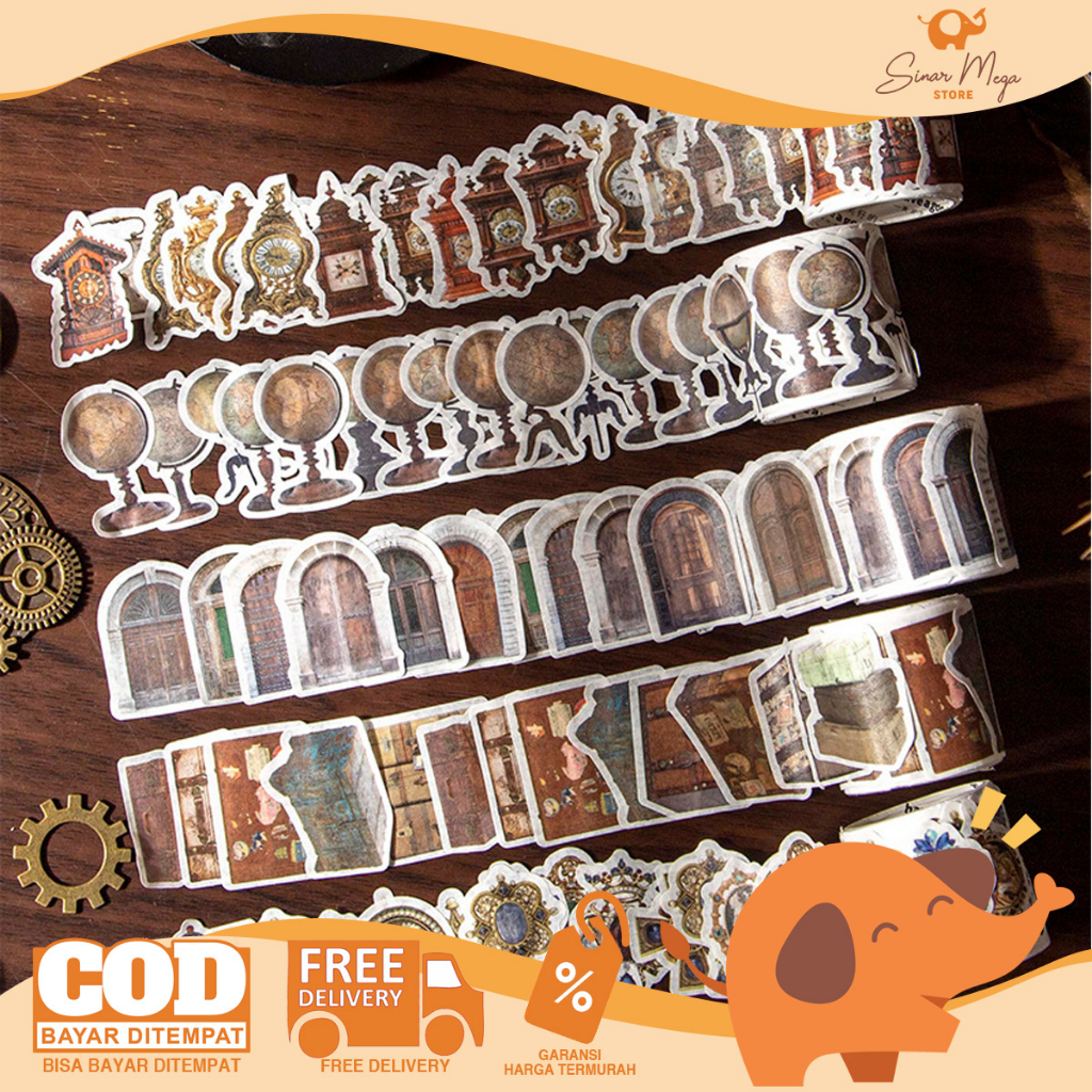 Jual Dissipated Trace Retro Objects Roll Deco Stickers / Roll Deco ...