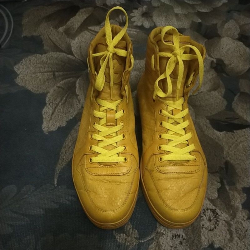 Gucci Diamante Leather High-top Sneaker in Yellow for Men