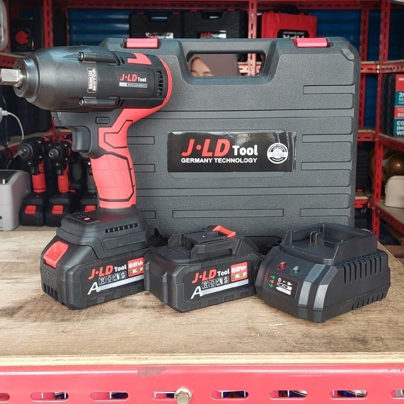 Jual Impact wrench Cordless JLD JUMBO 550 NM Baterai 88 VF plus Box