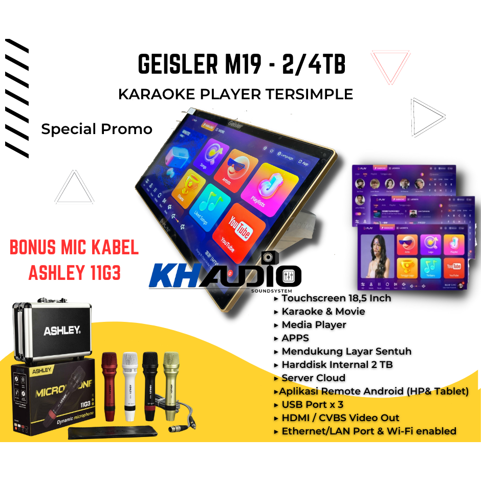 Jual player karaoke youtube geisler m19 m 19 all in one original