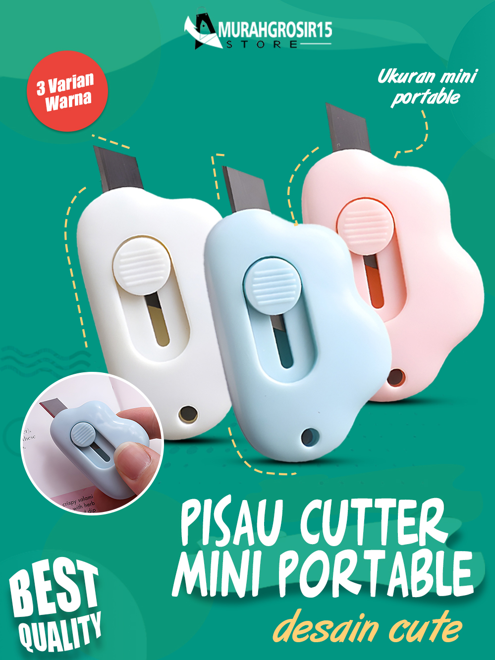 Product image Mini Cutter Lucu Bentuk Awan Pisau Kartun Untuk Alat Tulis Kantor Cutter Portable
