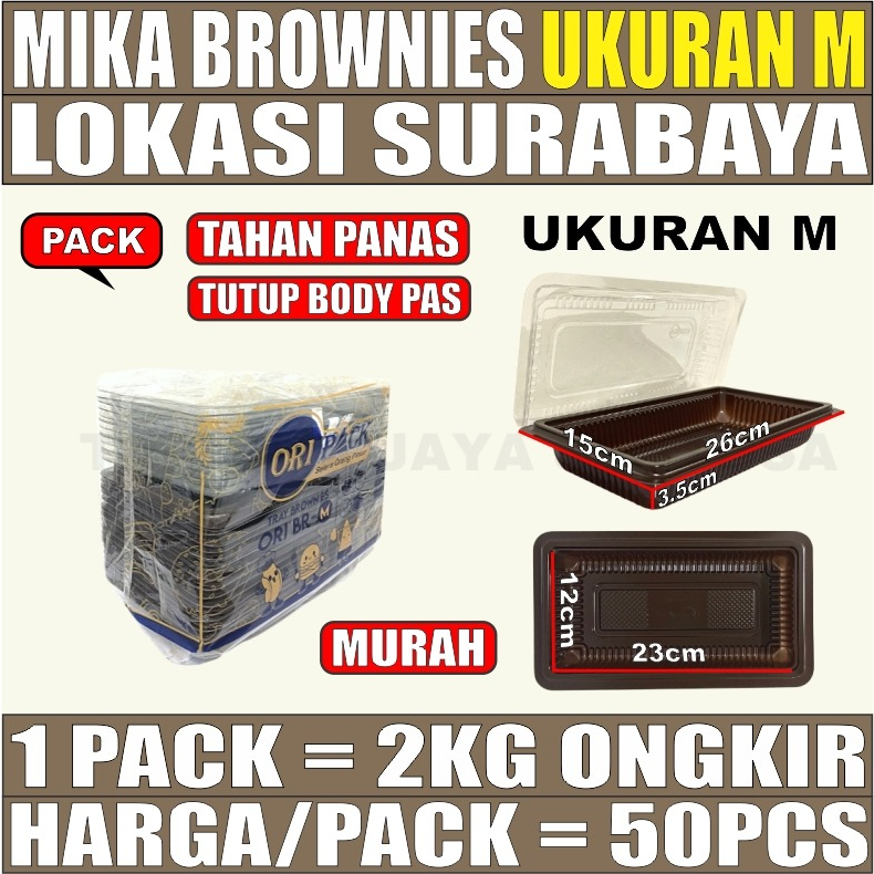 Jual Mika Brownies M Sedang Pack 50pcs Tray Box Sushi Kotak Medium Murah Surabaya Shopee Indonesia 