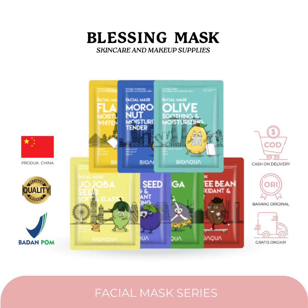 Jual Bioaqua Sheet Mask Masker Wajah Biji Buah Face Mask 25ml Shopee