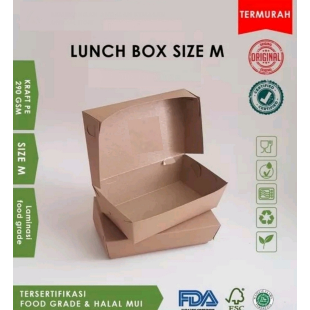 Jual Kotak Makan Kertas Paper Lunch Box Kemasan Makanan Kraft Size