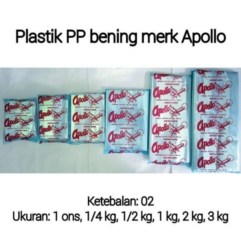 Jual PLASTIK PP BENING APOLLO UKURAN 1/4 KG | 1/2 KG | 1 KG | 2 KG ...