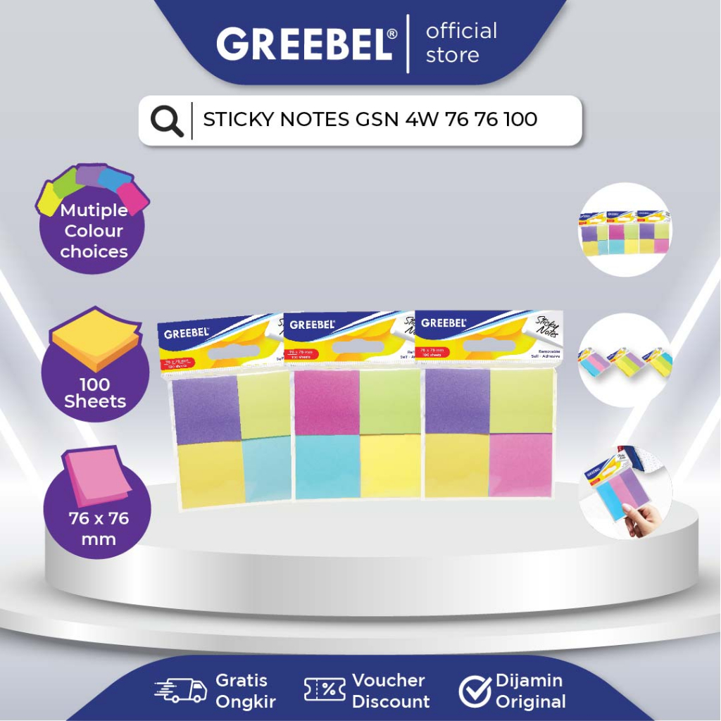 Jual Greebel Sticky Notes Gsn W Memo Pad Note Diy Planner Kertas Bentuk Warna Warni