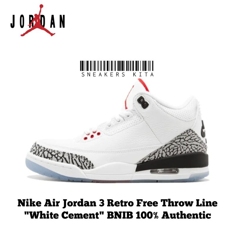 Jual Sepatu Nike Air Jordan 3 Retro Free Throw Line White Cement AV6683 160 BNIB 100 Authentic Shopee Indonesia