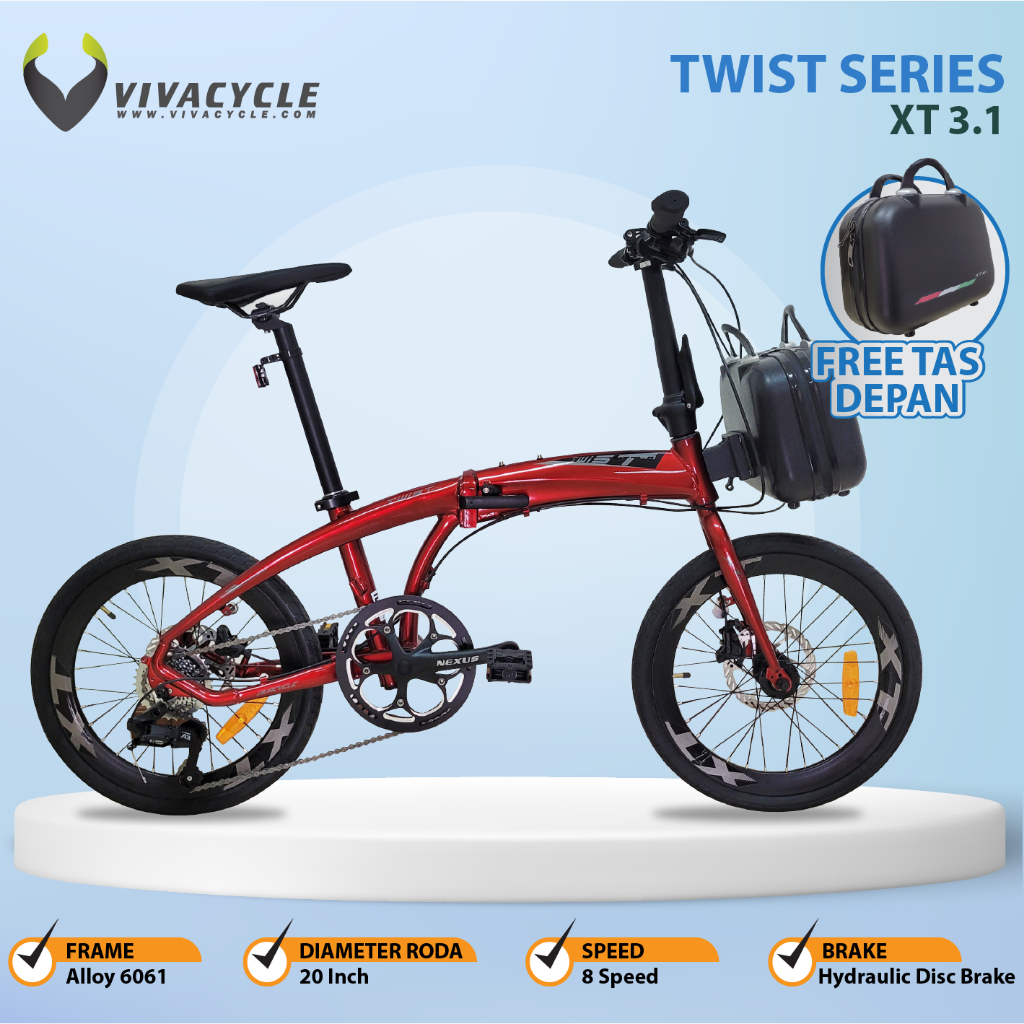 Sepeda Lipat Alloy 20" Vivacycle Twist XT 3.1 8 Sp
