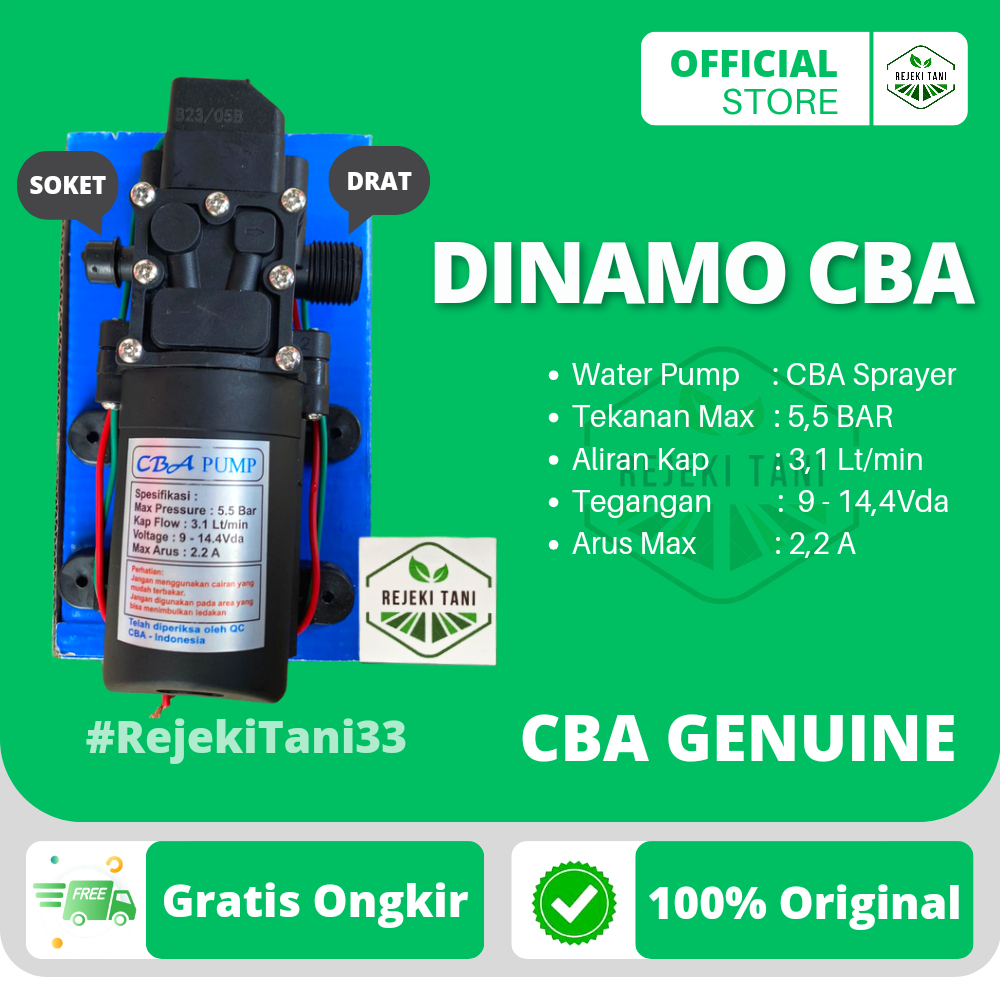 Jual Dinamo Pompa Tangki Cba Sprayer Elektrik Semprotan Air Water Pump Soket Drat Shopee