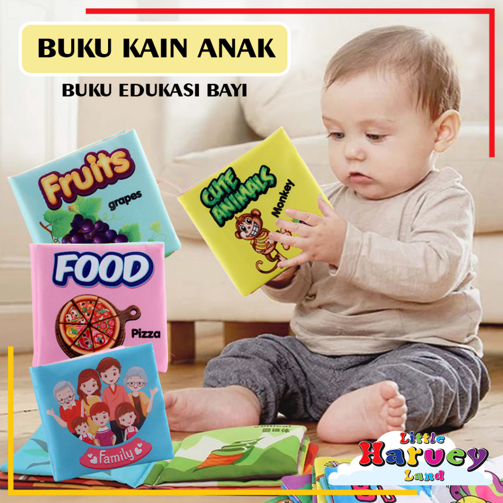 BUKU BANTAL MAINAN EDUKASI ANAK Buku Kain Bayi Karakter Anak Balita Belajar Cerita Gambar Edukatif Cloth Education Soft Book