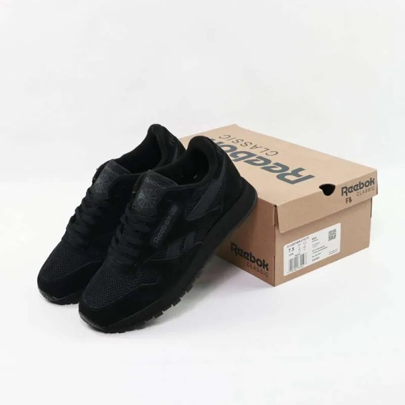 Jual Sepatu Reebok Classic Leather utility Fullblack 100%Bnib | Shopee ...