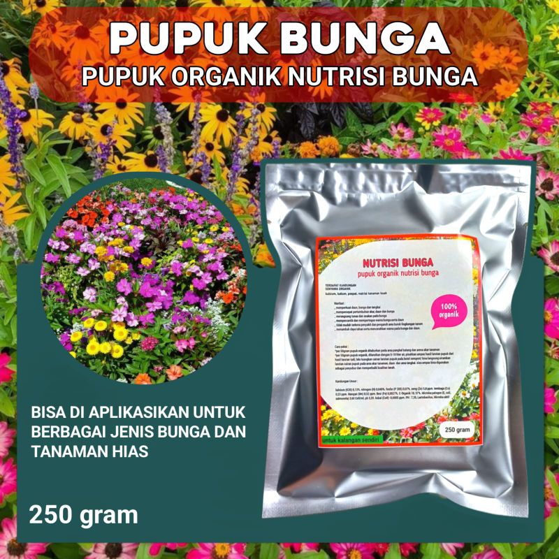 Pupuk organik untuk bunga hias dan jenis bunga lain nya memberi asupan nutrisi dan menyuburkan kemasan 250 gram