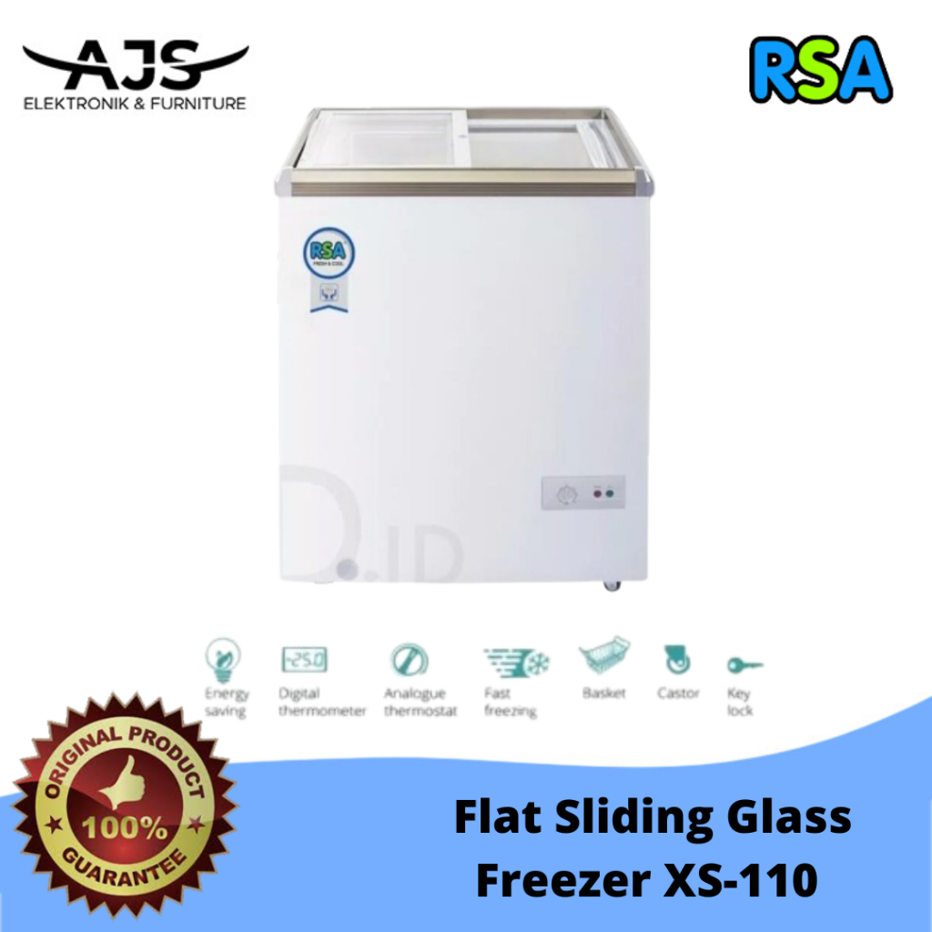 Jual RSA Sliding Flat Glass Freezer XS-110 / XS110 kaca datar 100 liter ...
