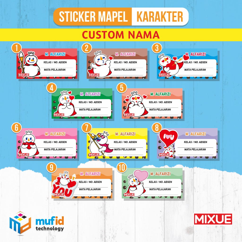 Jual Stiker Label Buku / Mapel Custom MIXUE (10 PCS) | Shopee Indonesia