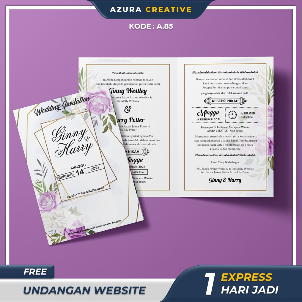 Jual CETAK KARTU UNDANGAN PERNIKAHAN MURAH - NIKAH KHITANAN CUSTOM ...