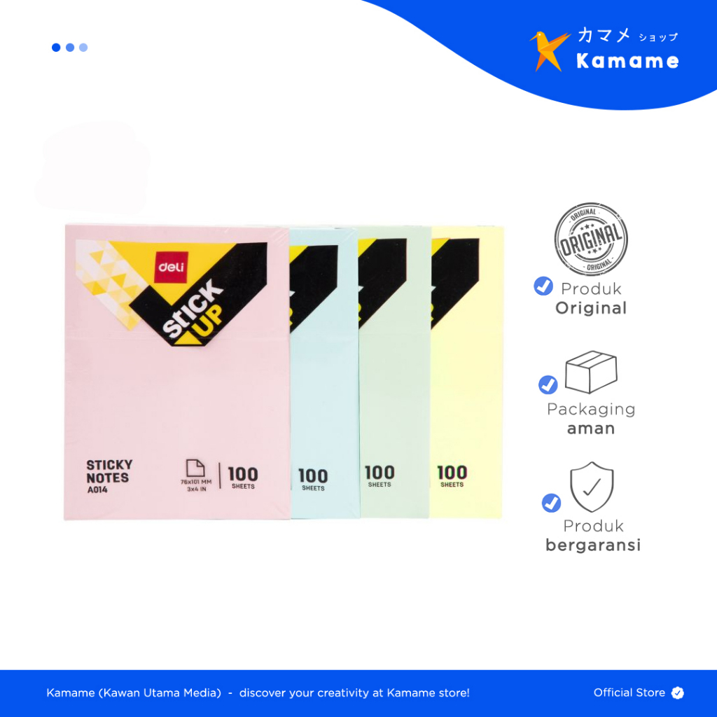 Jual Sticky Notes Deli 76mm x 101mm Pastel - Hijau A01403 | Shopee ...