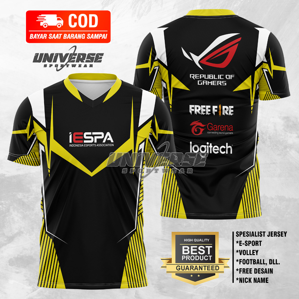 Jual JERSEY FREE FIRE BAJU GAMING ESPORT 2023 2024 FF FREE NICKNAME V 9