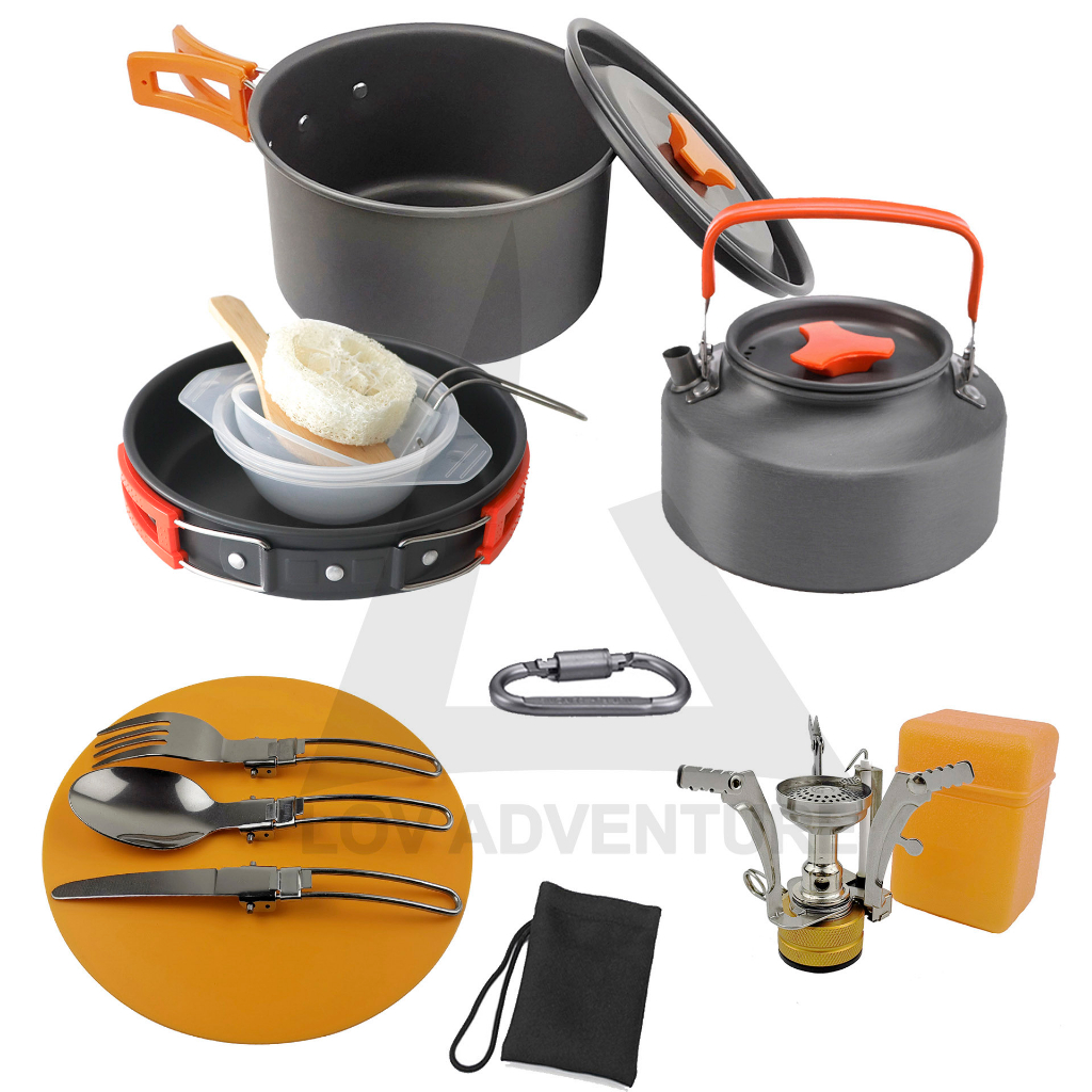 Jual Cooking Set Camping Alat Masak Camping + Kepala Kompor Set 17