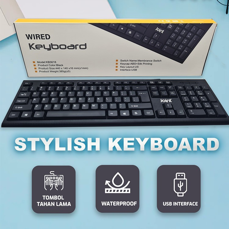 Jual KEYBOARD JOINT KB5618 OFFICE USB WIRED KEYBOARD ORIGINAL | Shopee ...