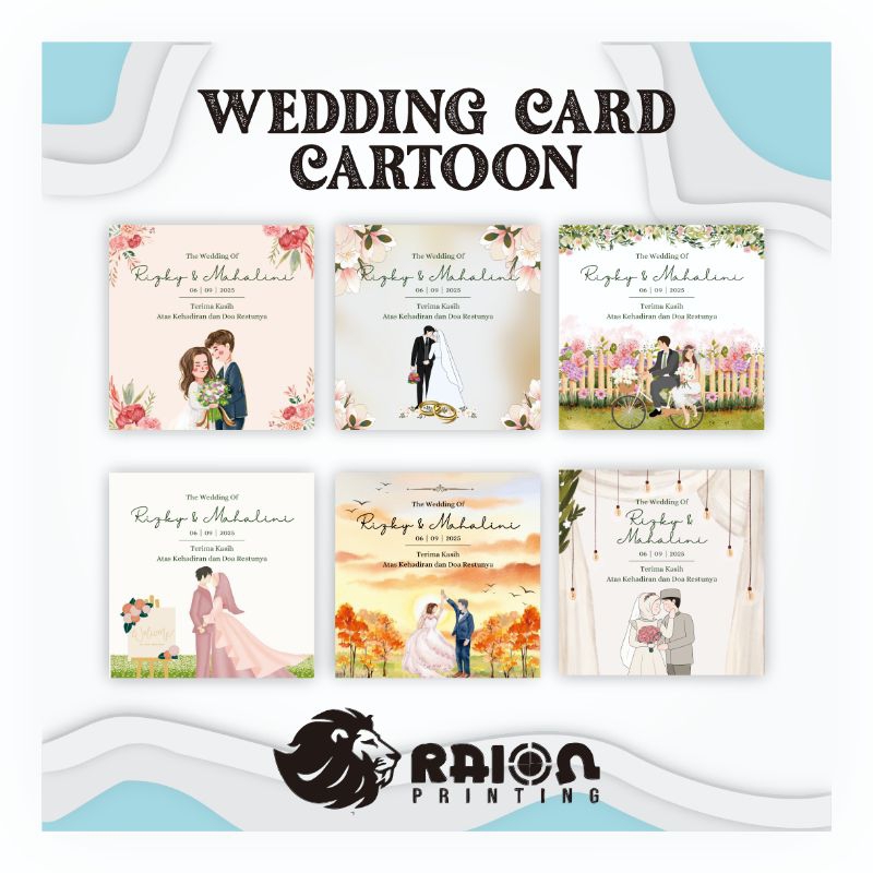 Jual Kartu Ucapan Souvenir Kartun Aesthetic Wedding Card Cartoon Lucu