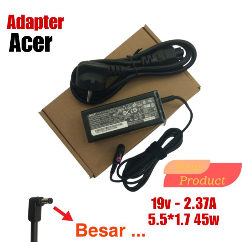 Jual Adaptor Charger Laptop Acer Aspire 19v 2.37A 45w Colokan Besar ...