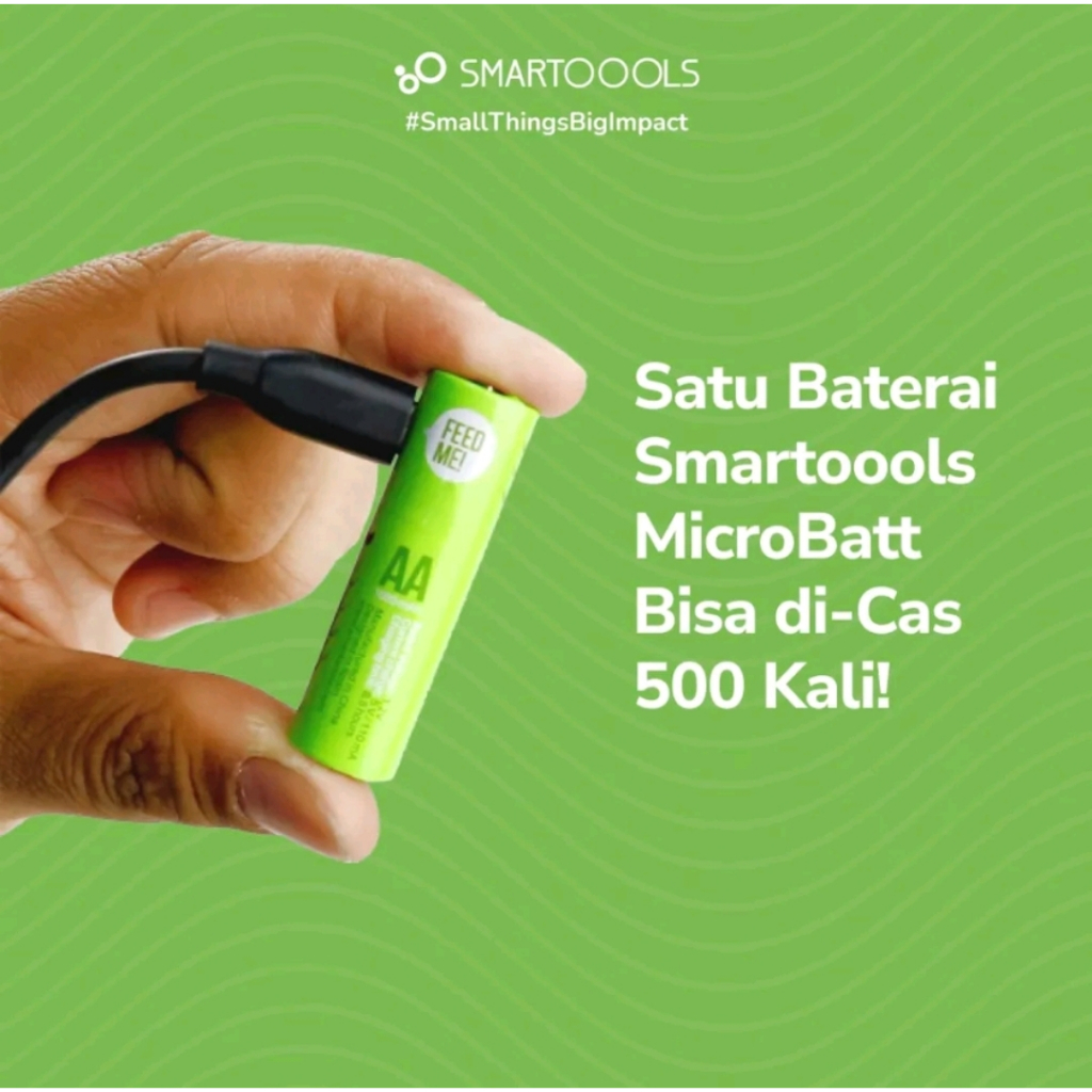 Jual Baterai Cas Isi Ulang 2pcs Battery Batere Smartoools MicroBatt AA ...