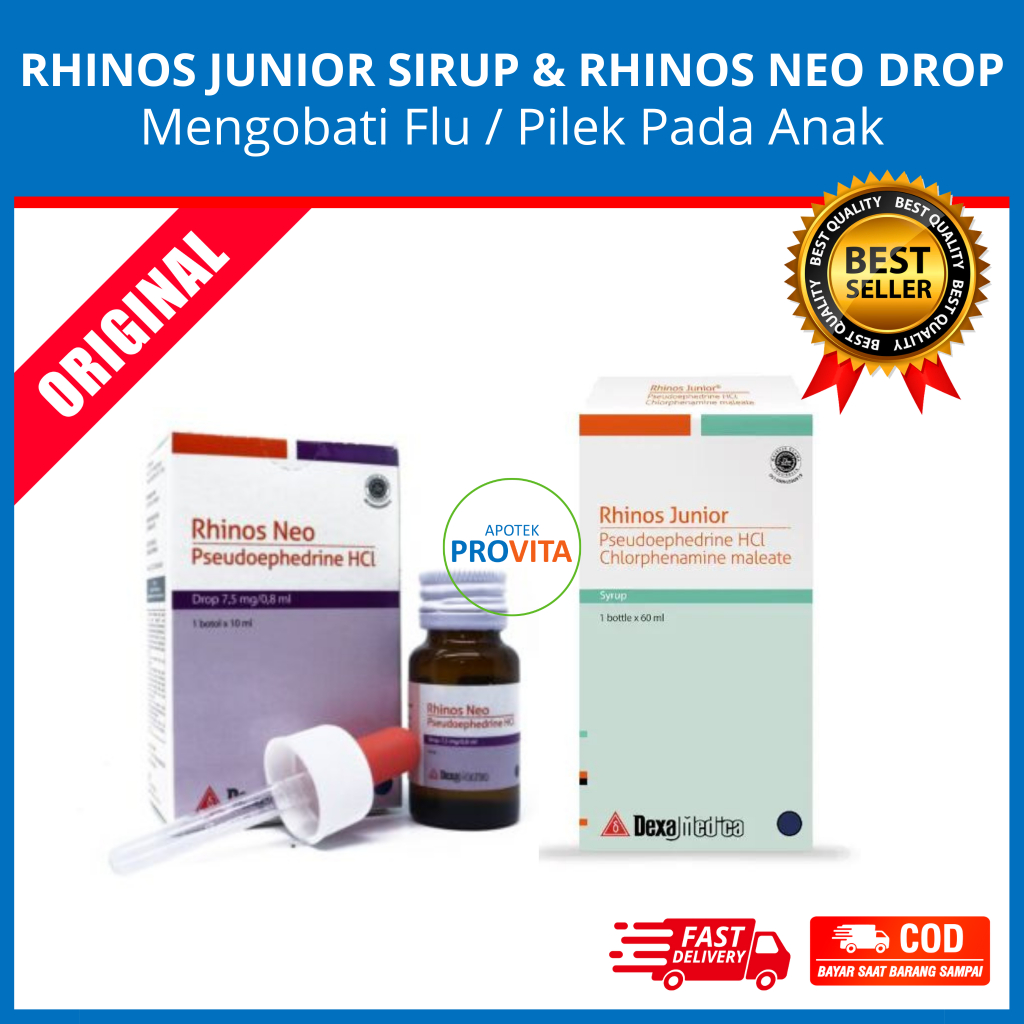 Jual RHINOS JUNIOR SIRUP & RHINOS NEO DROP Obat Pilek Obat Flu