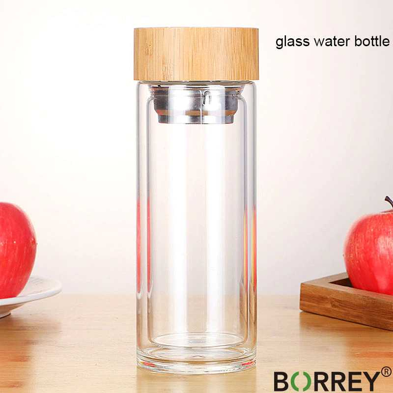 Jual Botol Minum Botol Kaca Infuser Tumbler Kaca Tempat Minum Kaca Tutup Bambu Botol Minum