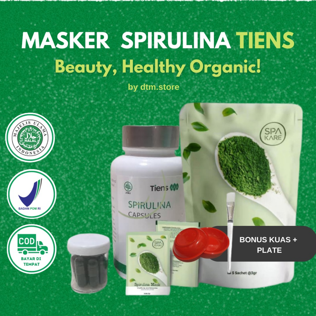 Jual Masker Spirulina Original Paket Kuas dan Plate Spakare Spirulina