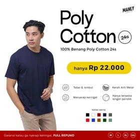 KAOS POLOS POLYCOTTON 24s ( 100 Polyester Premium Dengan Handfeel Katun )