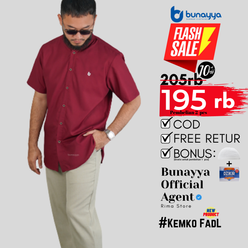 Jual Kemko Fadl Bunayya Sunnah Clothing Bunaya Baju Muslim Kemeja Koko