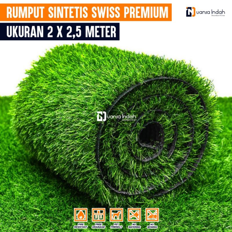 Jual RUMPUT SINTETIS SWISS PREMIUM UKURAN 2x2,5 METER | Shopee Indonesia