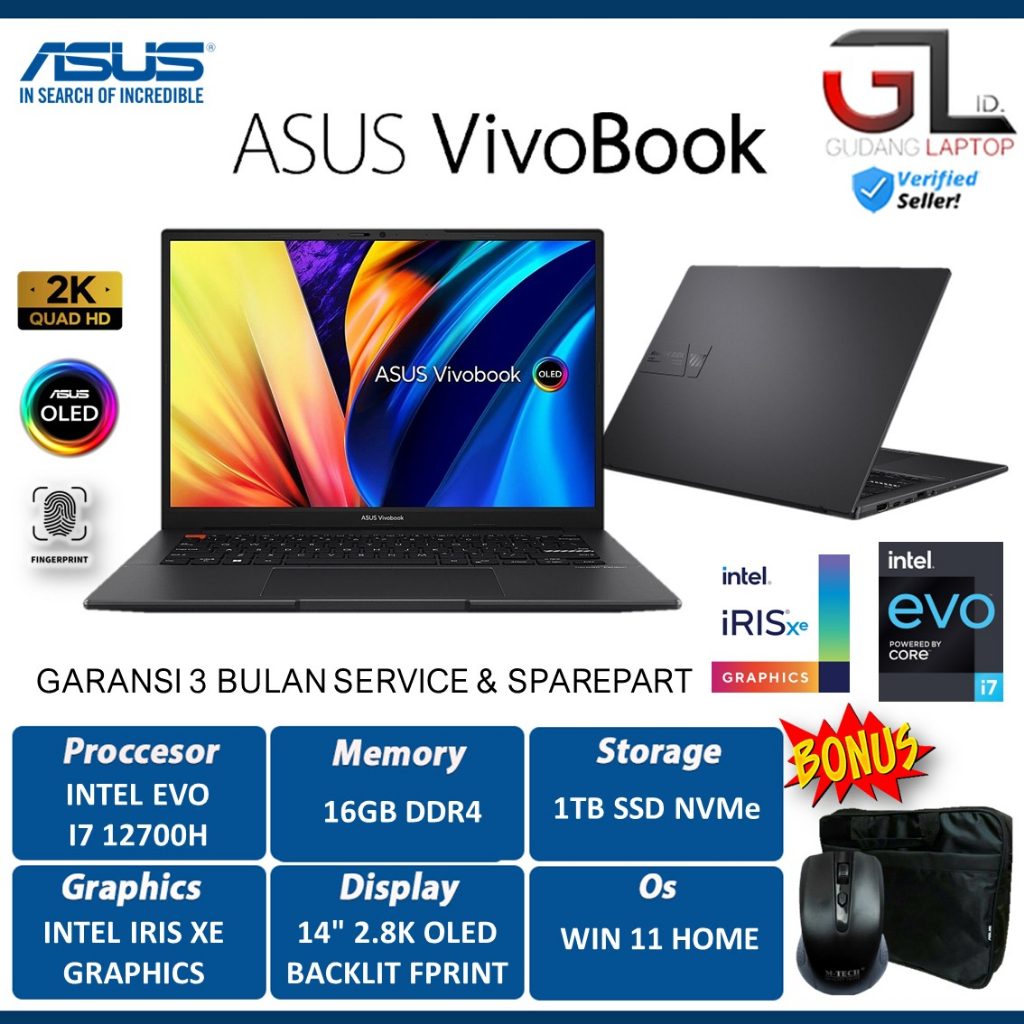 Jual Laptop Gaming Asus Vivobook S14 K3402za Intel Evo I7 12700h 16gb 1tb Ssd Iris Xe 28k Oled 1915