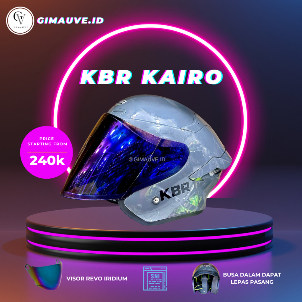 Jual Helm Half Face KBR KAIRO SOLID Original Iridium Visor Motor SNI