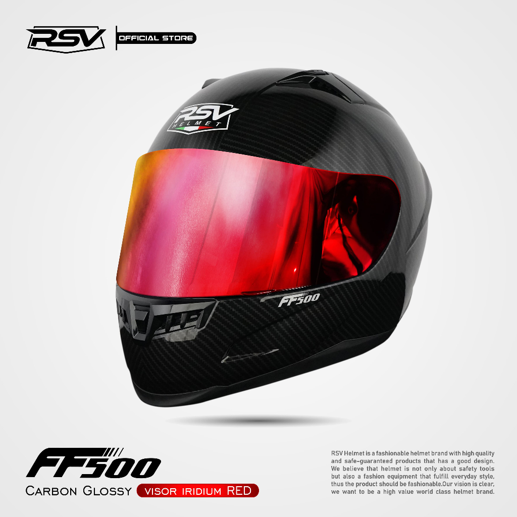 HELM RSV FF500 CARBON GLOSSY PAKET GANTENG VISOR SPOILER Helm Full Face