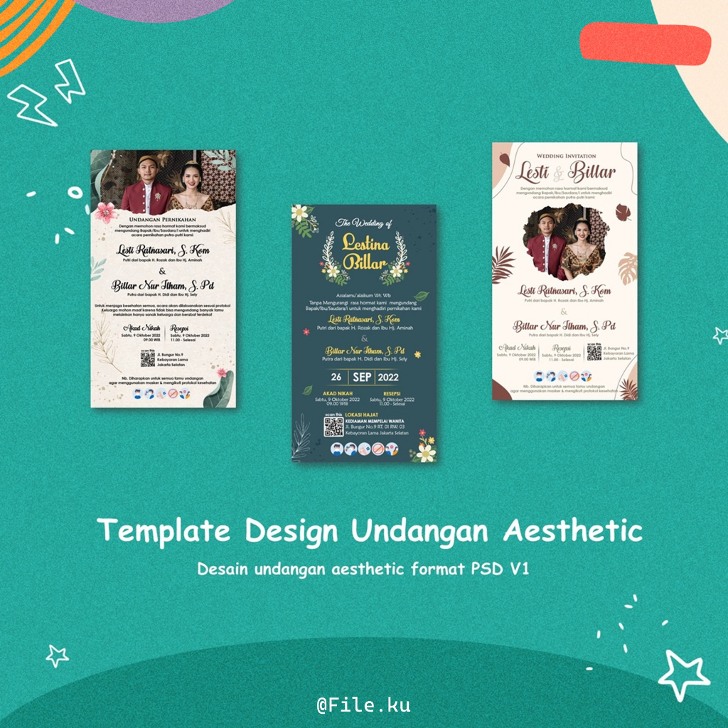 Jual Template Design Undangan Aesthetic V1 Digital Wedding Story JPG