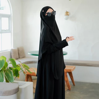 Ziyah.Id - French Khimar Cadar Wanita Series Hitam Jet Black Jumbo