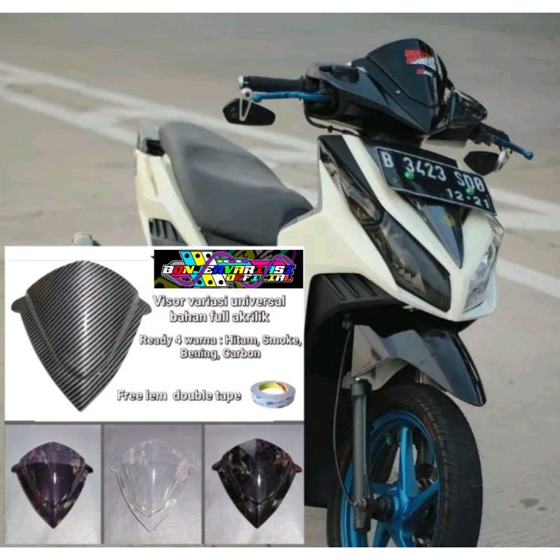 Jual Visor honda vario 110 techno variasi bahan akrilik warna hitam