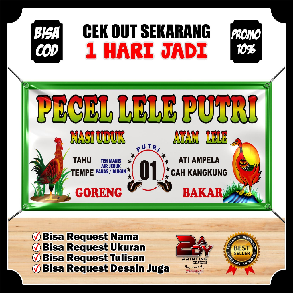 Jual Spanduk Banner PECEL LELE Custom & Desain [ BISA COD ] ORIGINAL ...