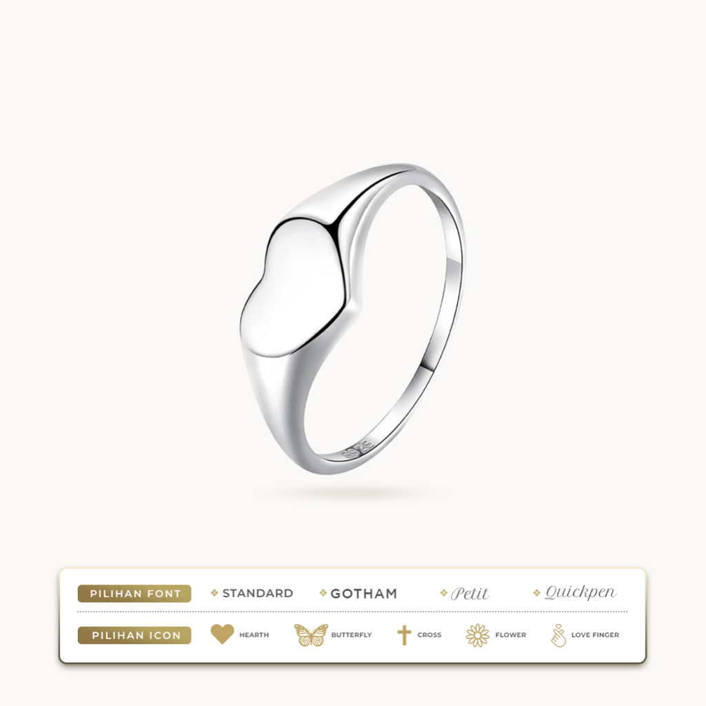 Jual ANDALL - Heart Signet ring [925 Sterling Silver With 18K Gold ...