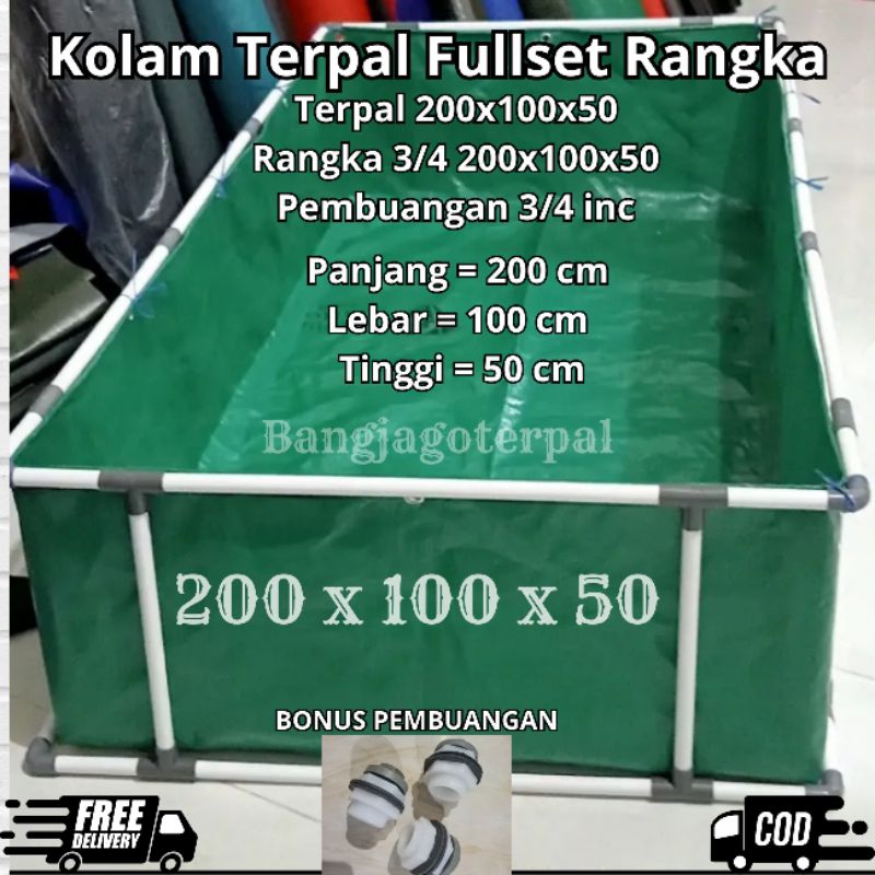 Jual Kolam Terpal Ikan Fullset X X Type A Diamond Super Tebal Kolam Terpal Full Set Rangka