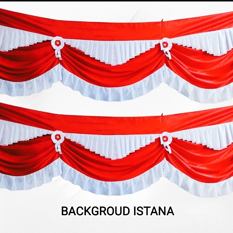 Jual bendera background merah putih rumbay 10 gelombang panjang 8 meter