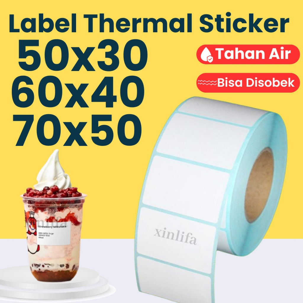 Jual Kertas Stiker Thermal X Mm X Mm Thermal Label Isi Pcs Shopee Indonesia