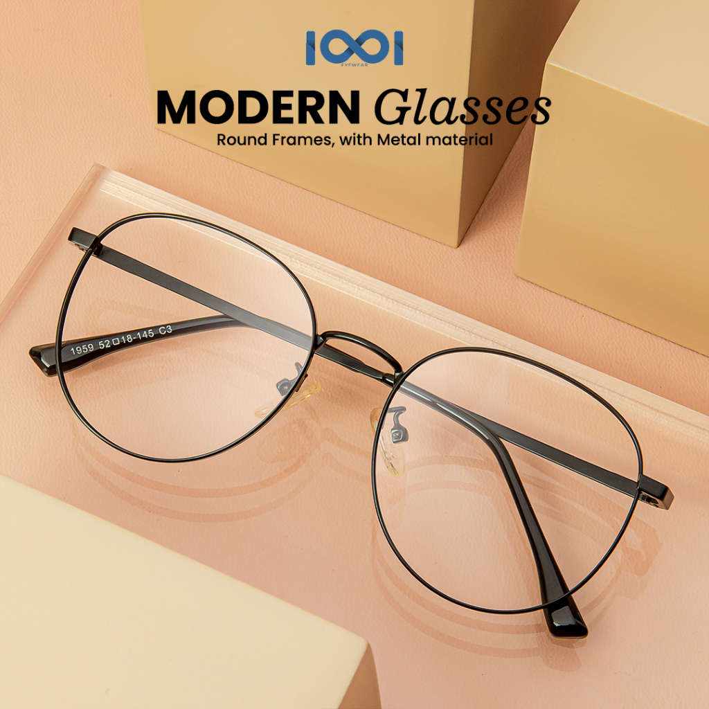 Jual IOOI Eyewear - Kacamata Fashion Bulat Metal Anti Radiasi Blueray