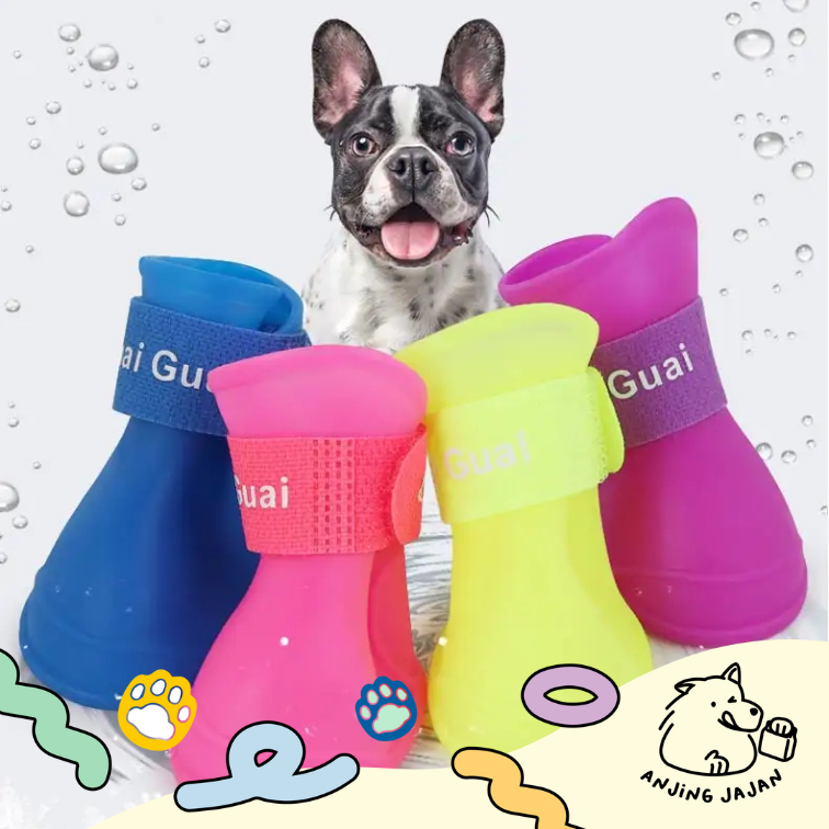 Jual [PROMO] Anjing Jajan 4 Pcs Sepatu Anjing Kucing Boots Tebal Anti ...