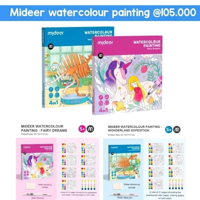 Jual Mideer Water Colouring Watercolour Painting Magic Water Book Buku ...