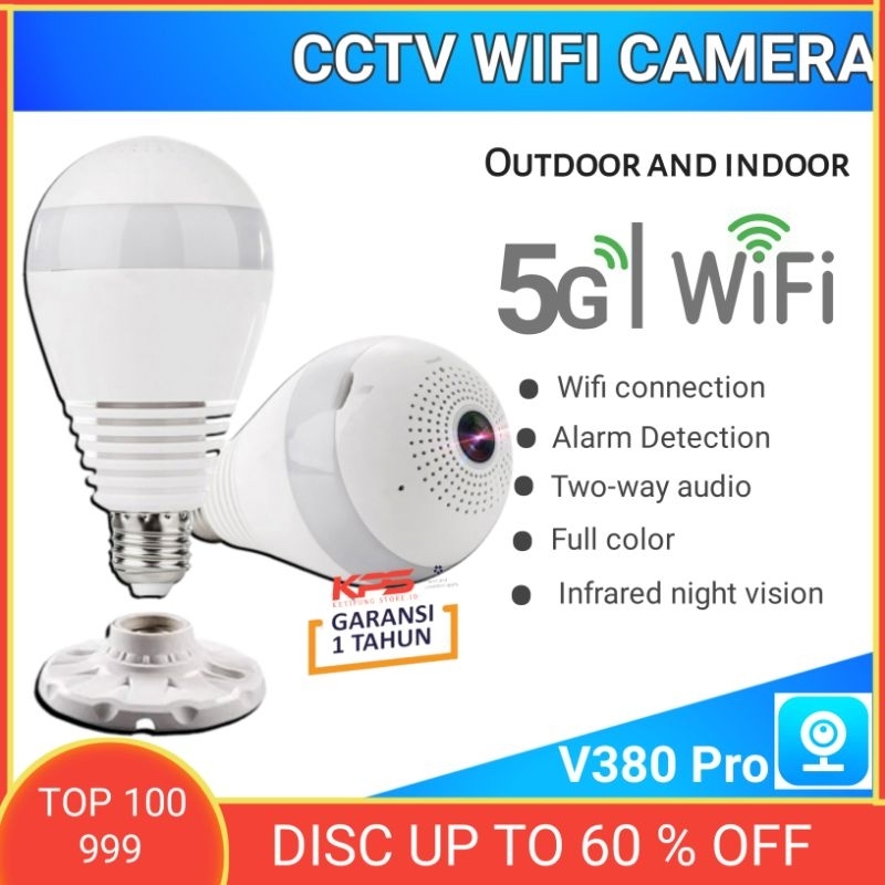 TERBARU!!! IP Camera CCTV Bulb WiFi Panoramic V380 Lampu Bohlam VR Spy Cam  Owlcam